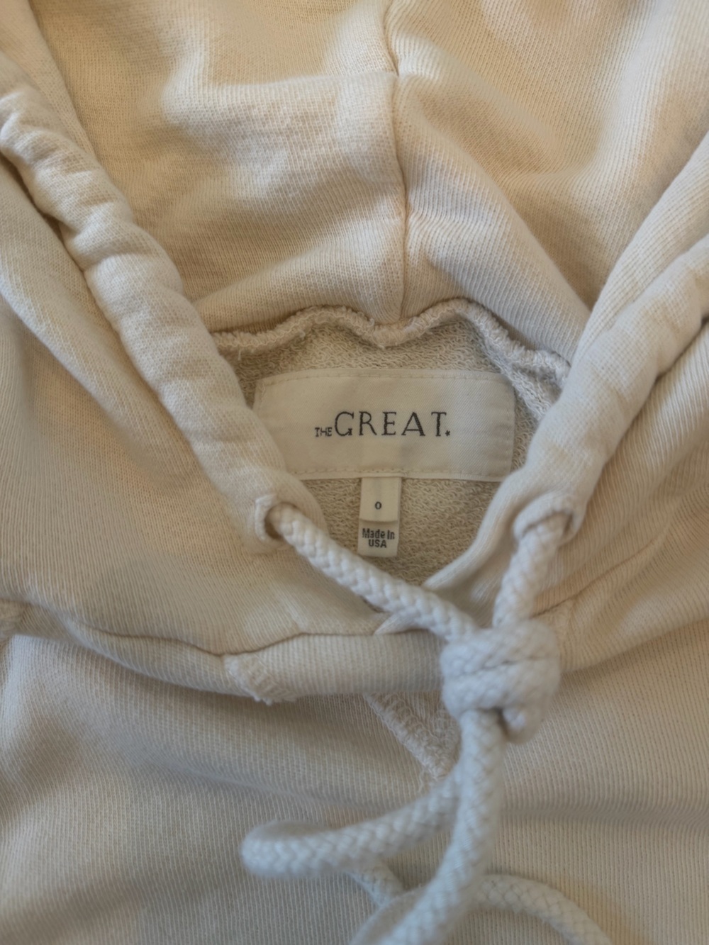 THE GREAT. Cream Hooded Pullover Sweatshirt - Picture 2 of 4